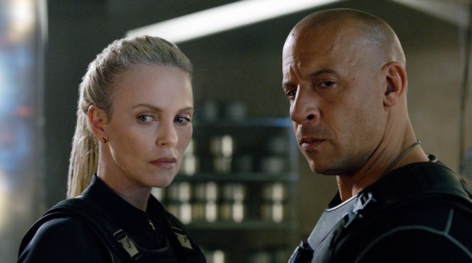 Charlize Theron and Vin Diesel in "The Fate of the Furious"