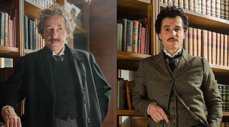 Geoffrey Rush and Johnny Flynn as older and younger Albert Einsteins in "Genius"