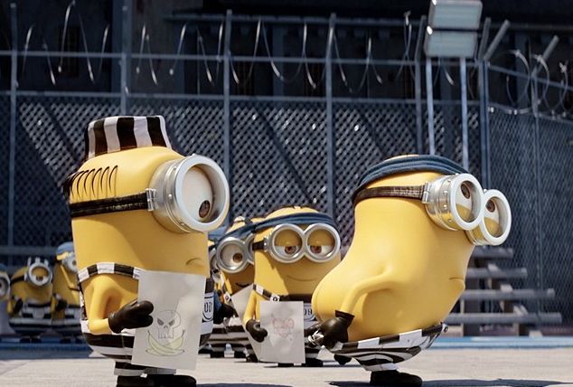 The Minions, adjusting to prison life, in "Despicable Me 3"