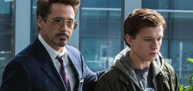 Robert Downey, Jr. and Tom Holland in "Spider-Man: Homecoming"