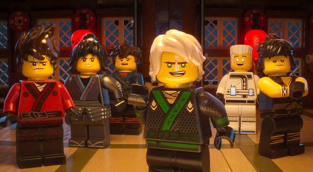 Green Ninja/Lloyd (Dave Franco) and his fellow ninjas in "The LEGO Ninjago Movie"