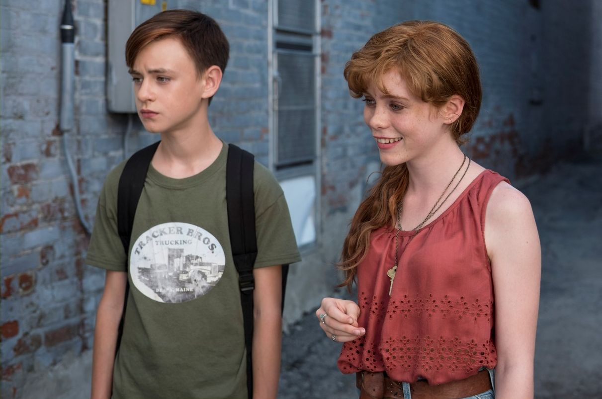 Jaeden Lieberher and Sophia Lillis in "It"