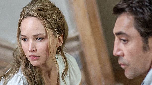 Jennifer Lawrence and Javier Bardem in "mother!"