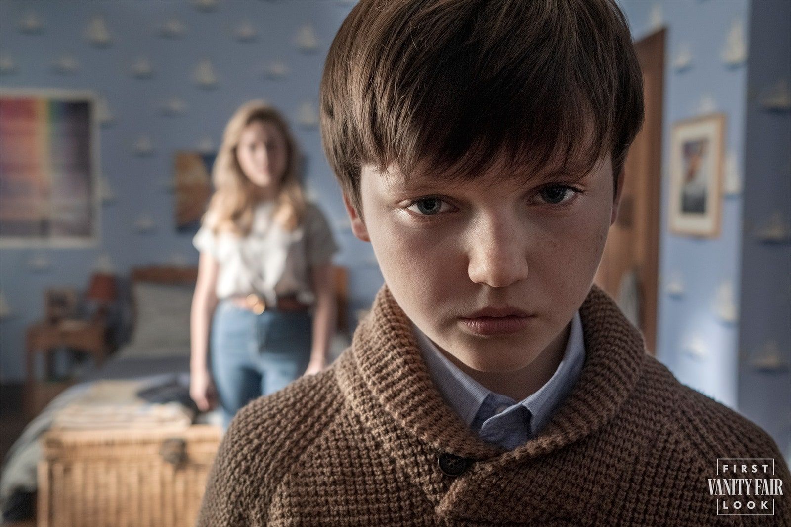 Victoria Pedretti and Benjamin Evan Ainsworth as the governess and the troubled young boy.EIKE SCHROTER/NETFLIX