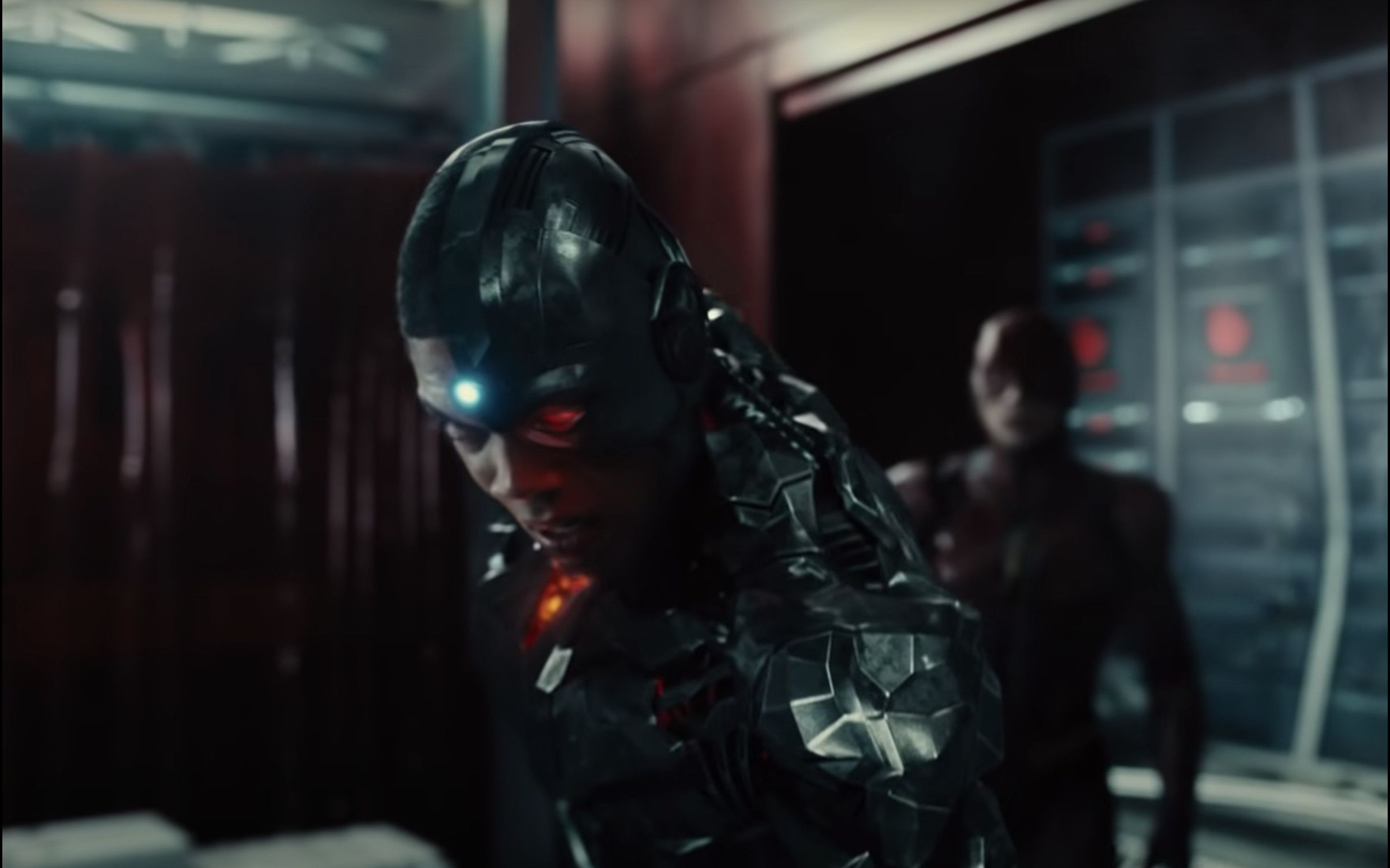 A distressed and sorrowful Cyborg at Star Labs