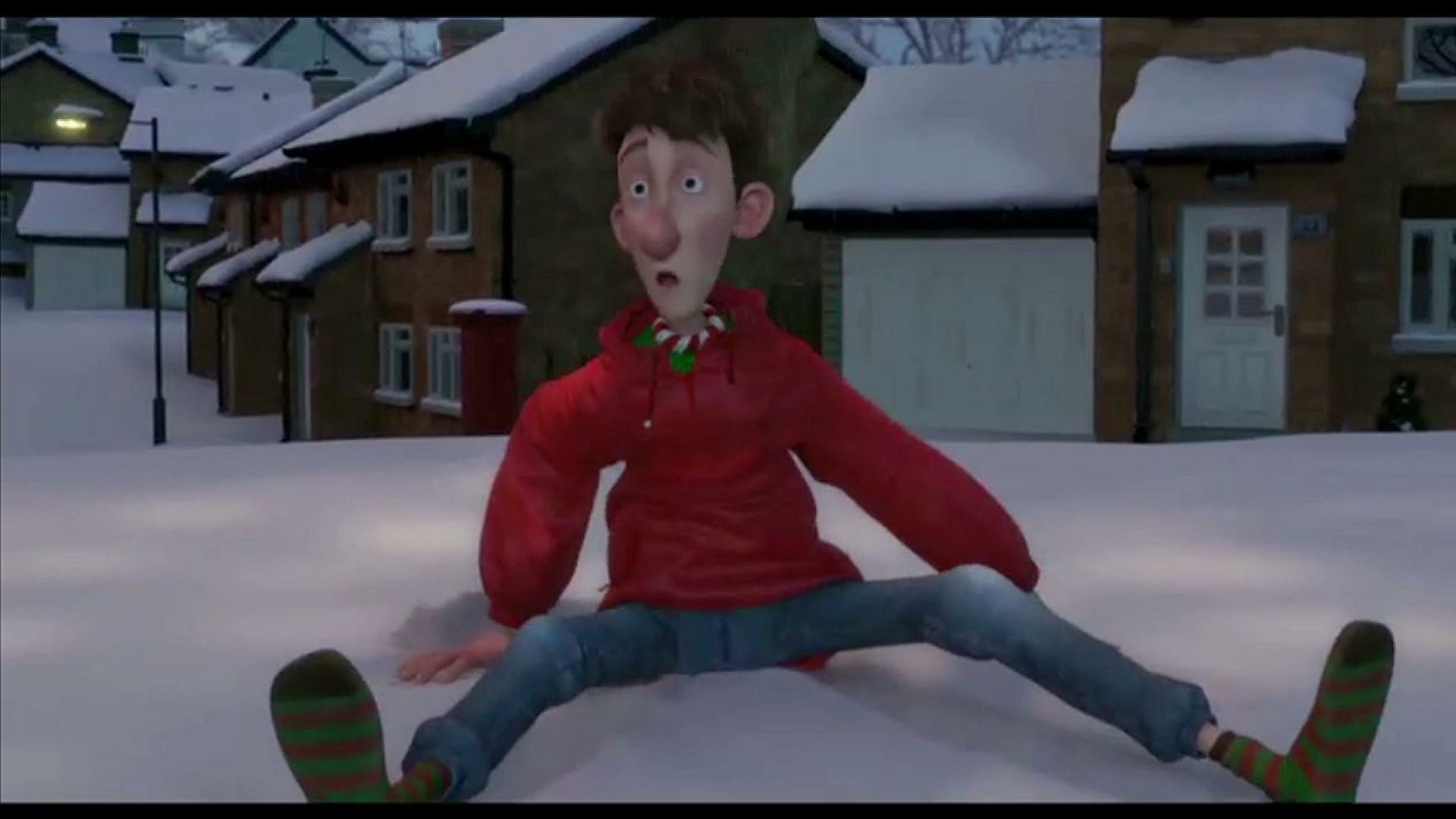 The bike gets wrapped while Arthur rides it in Arthur Christmas