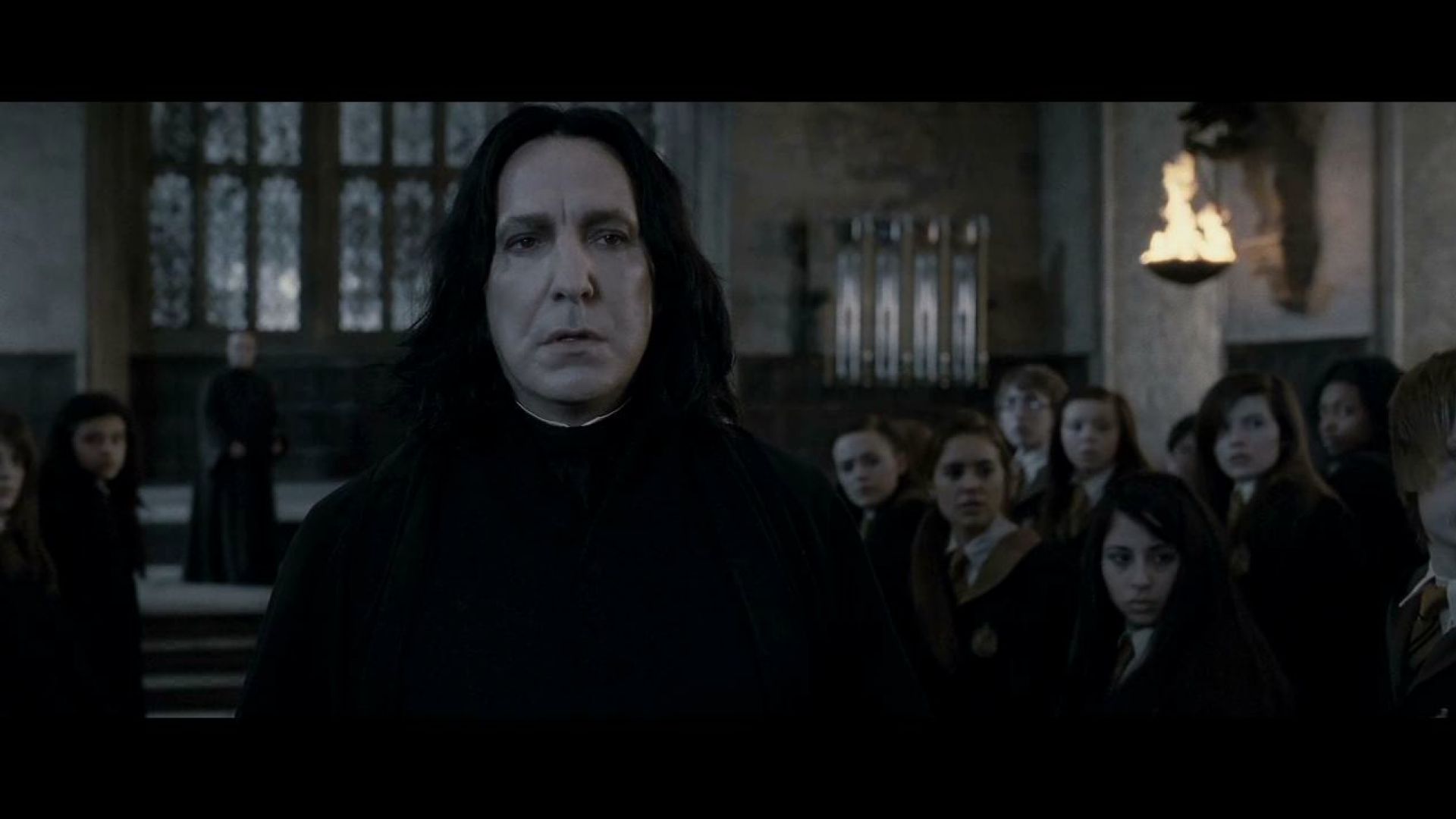 Severus Snape surprised by Harry Potter&#039;s sudden appearance