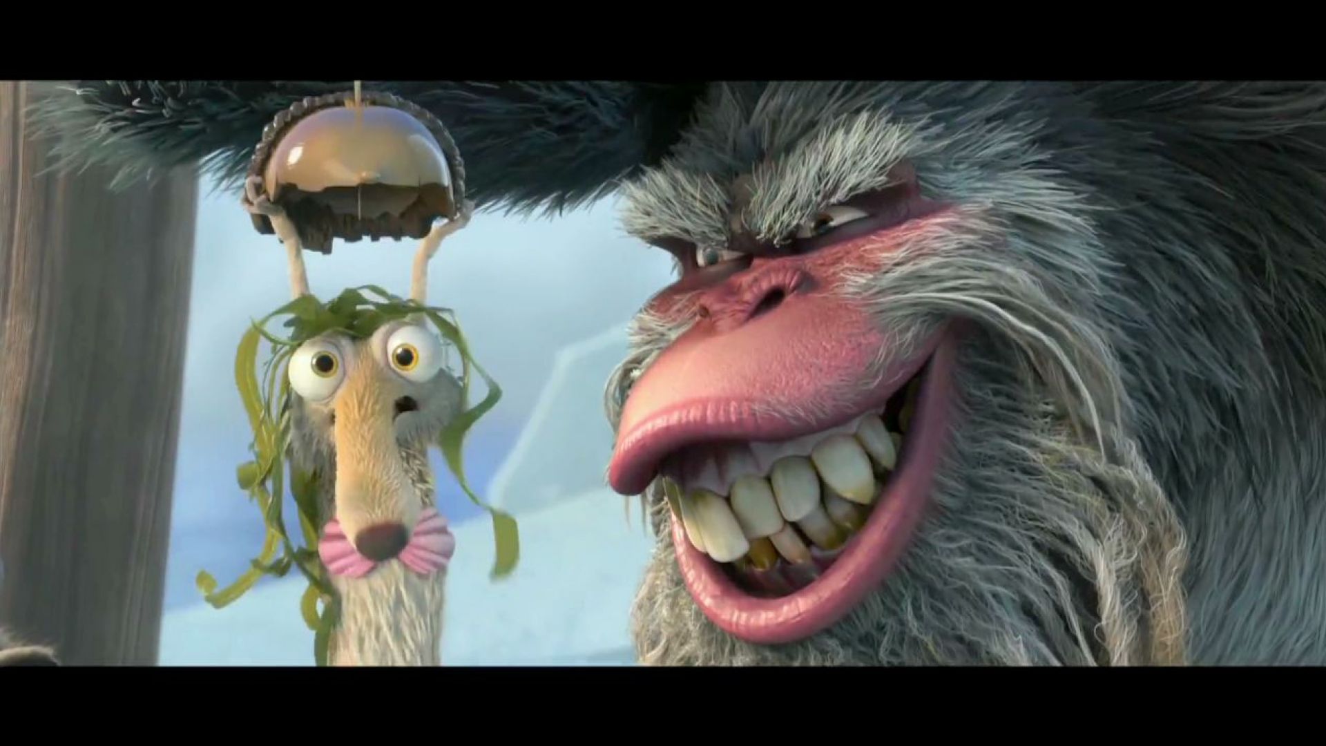 Scrat finds nut in water. Ice Age 4